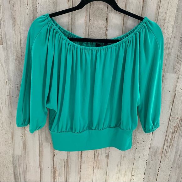 Express Green Flowy Drapey Top Y2K Going Out Top Shirt - Picture 1 of 4